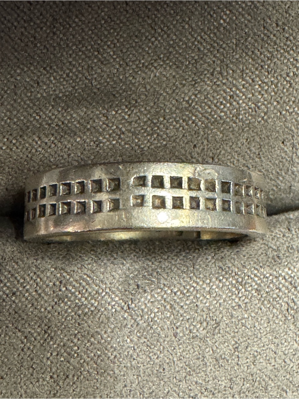 Vintage Mexico 925 Sterling Silver Geometric Cutout Band Ring - Size 9